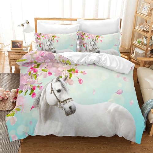CXYXHW Juego de ropa de cama de 3 piezas, estampado 3D, animales y caballos, funda n&oacute;rdica,...