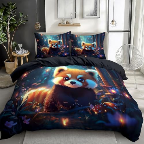 Juegos de Fundas N&oacute;rdicas Premium Bonito Panda Rojo Funda N&oacute;rdica Estampada Ultrasuave Reversible...