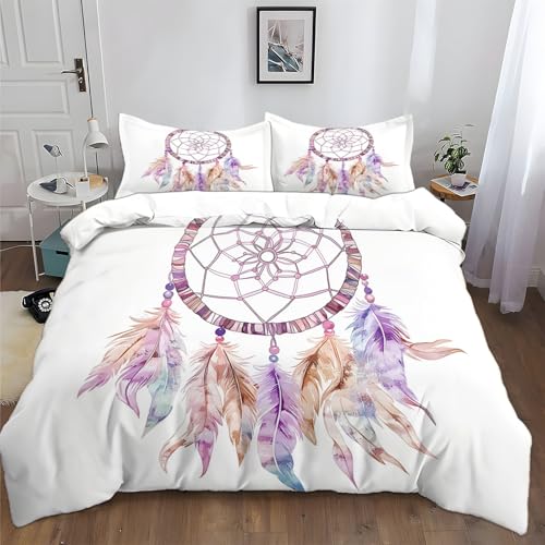 Atrapasue&ntilde;os Acuarela P&uacute;rpura Funda Nordica Cama 90 de 3 Piezas Blanco Juego de Funda Nordica...