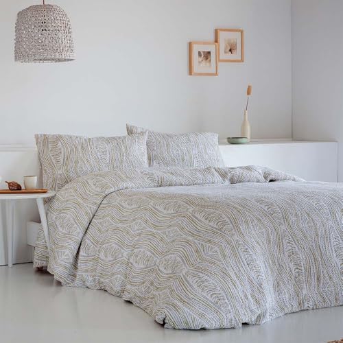 COTTON ARTean Funda N&oacute;rdica Cama 90 Algod&oacute;n Jacquard Waffle TER Verde, Funda edred&oacute;n 150x220 + 1...