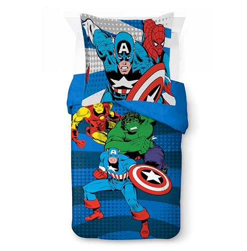 Jay Franco Kids Marvel Avengers Juego de Funda n&oacute;rdica - Ropa de Cama Supersuave con Funda de...