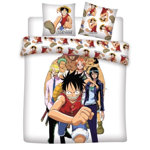 One Piece Team - Juego de cama para 2 personas, funda n&oacute;rdica de 240 x 220 cm y 2 fundas de...
