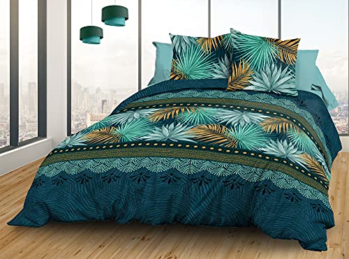 Le Linge de Jules Juego de S&aacute;banas + Funda de Edred&oacute;n 160x200 + 2 Fundas de Almohada - Puro...