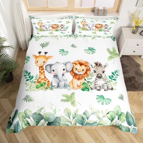 Homewish Juego de funda de edred&oacute;n para cuna, dise&ntilde;o de animales de la selva, para ni&ntilde;os y...