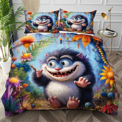 Dozrmey Funda N&oacute;rdica Cama 135 Erizo de Colores, Ropa de Cama 200x200 3 Piezas con Cremallera y...