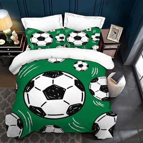 Ropa de Cama Infantil 135x200 f&uacute;tbol,Motivo 3D f&uacute;tbol,Funda n&oacute;rdica Deportiva para...