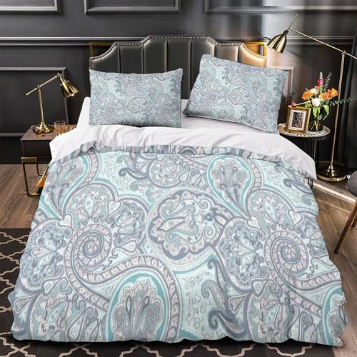 DFENILROP Tres Piezas Microfibra Suave Paisley Funda de Edred&oacute;n Cremallera Fundas Almohada Lavables...