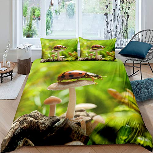 Ladybug Mush - Juego de Funda de edred&oacute;n habitaci&oacute;n Plantas bot&aacute;nicas,Mariquita,ni&ntilde;os...