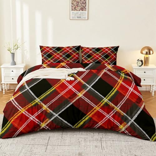 Juego Funda N&oacute;rdica Cl&aacute;sico a Cuadros Retro 3 Piezas para Cama Funda Nordica 150 x 220 2 Fundas...