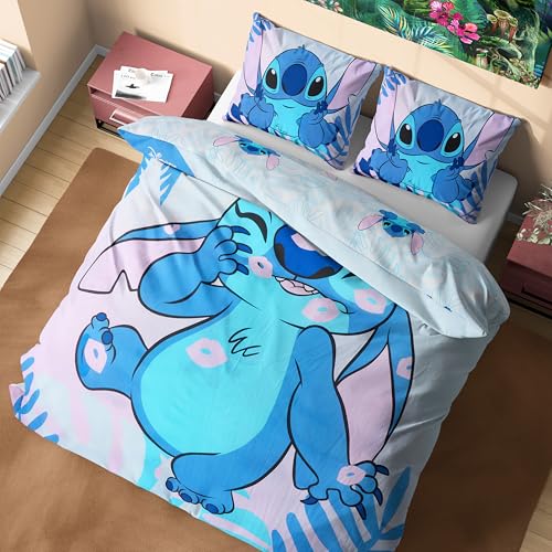 Disney Stitch Juegos de Fundas Nórdicas, Pack con Funda de Edredón y Almohadas - Tamaño...