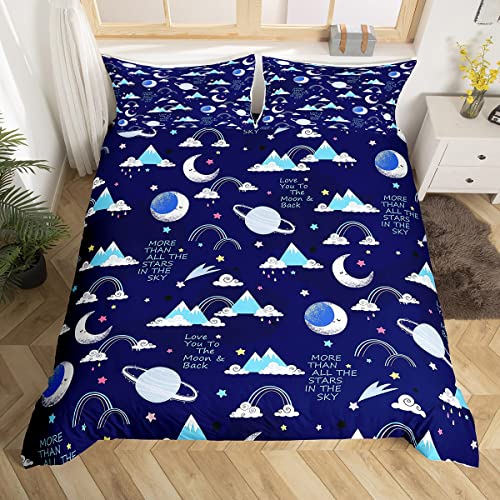 Blue Galaxy Space Juego de ropa de cama para el espacio exterior, funda de edred&oacute;n para ni&ntilde;os y...