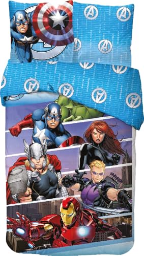 Juego de cama con licencia para ni&ntilde;os, funda n&oacute;rdica reversible de 140 x 200 cm, funda de almohada...