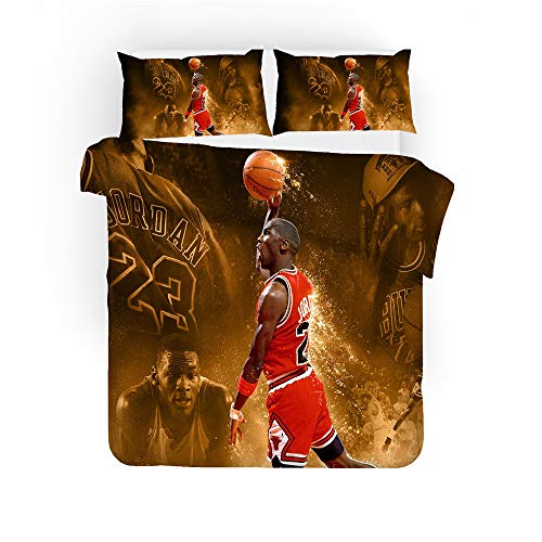 EU-VV Juego De Funda N&oacute;rdica Juego De Ropa De Cama Fashion Baloncesto Michael Jordan para Ni&ntilde;os...