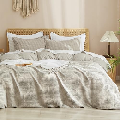 PHF Juego de funda de edred&oacute;n de tejido gofre, tama&ntilde;o individual, ultra suave, lujoso,...