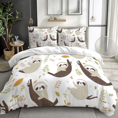 XCQHZYQ Funda Nordica Infantil para Cama 90 Perezoso Animal De Dibujos Animados Poli&eacute;ster Algod&oacute;n...