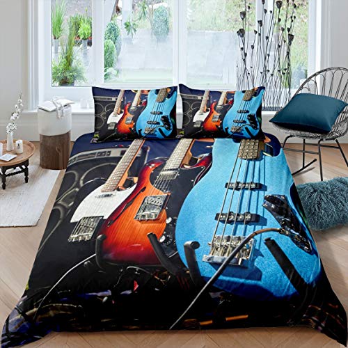 Loussiesd Funda de edred&oacute;n para Guitarra con tem&aacute;tica de m&uacute;sica Rock ni&ntilde;as, Musical, Funda de...