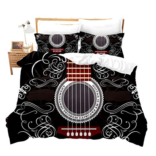 Juego de de la Serie de Guitarra, de m&uacute;sica, para Adultos, Funda de edred&oacute;n de 3 Piezas, Cubierta...