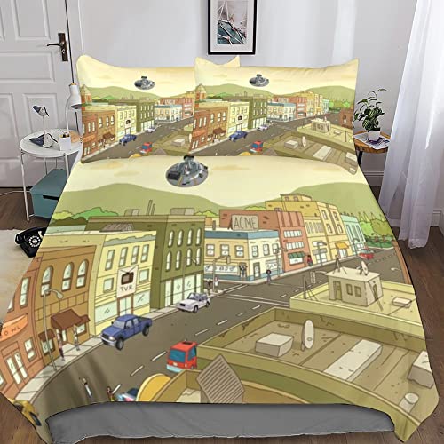 YINGB Rick and Morty - Juego de funda de edred&oacute;n de Rick and Morty de microfibra suave con funda de...