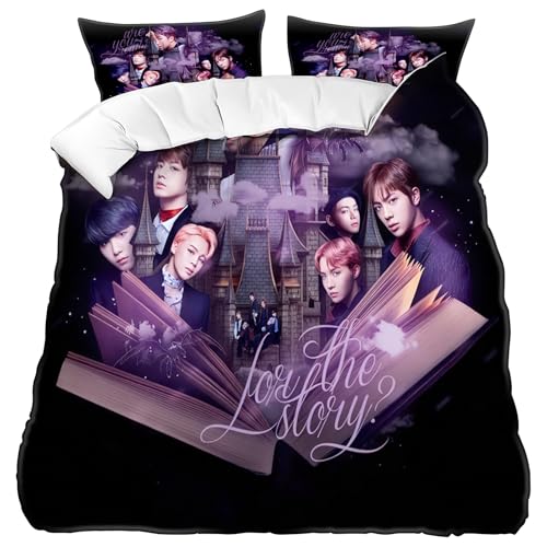 BirthZan Juego De Funda Nórdica con Estampado De BTS, Funda Nórdica de Microfibra y Funda de...