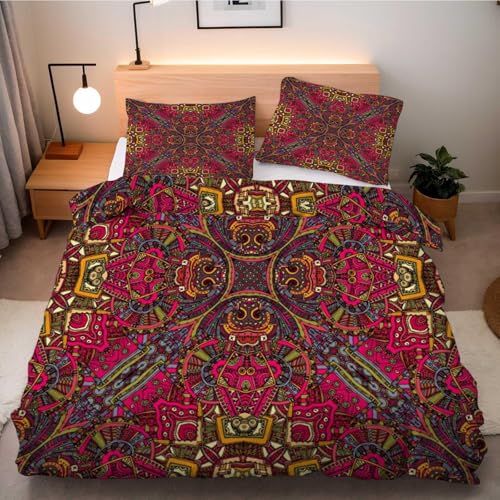 PNHCL - Funda n&oacute;rdica de 155 x 200 cm, con 2 fundas de almohada de 65 x 65 cm, dise&ntilde;o geom&eacute;trico...