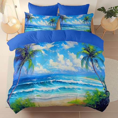 Gen&eacute;rico Funda N&oacute;rdica 200 x 200 cm + 2 Fundas de Almohada - Hermosos Paisajes Playas Plantas...