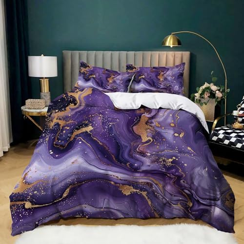 Funda N&oacute;rdica 200 x 200 cm Funda Edredon M&aacute;rmol De Oro P&uacute;rpura Dise&ntilde;o para Dormitorio de los...