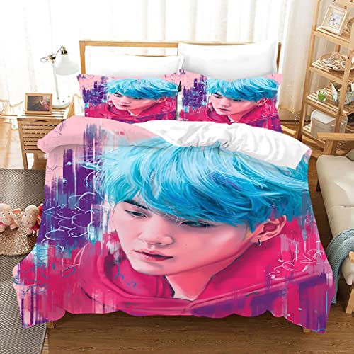 BTS BTS Juego de sábanas con patrón de personajes de anime, Jimin Suga Jungkook V Rap Jhope piezas...