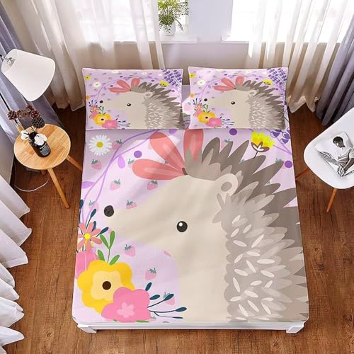 NDXRWDZR Funda Nordica Cama 90 Erizo Edred&oacute;n Cama 90 para Ni&ntilde;as Ni&ntilde;os con Cremallera Suave...