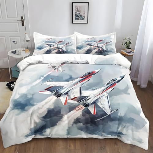 XCQHZYQ Funda Nordica Infantil para Cama 90 Avi&oacute;n A Reacci&oacute;n Patr&oacute;n De Acuarela Funda de Edred&oacute;n...