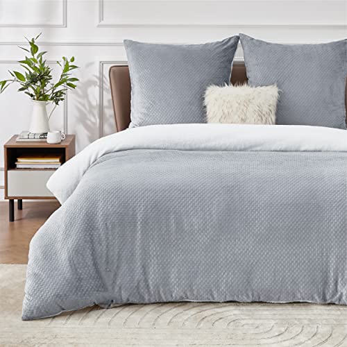 BEDSURE Ropa de cama mullida de 200 x 200 cm, color gris, funda nórdica de invierno de forro polar...