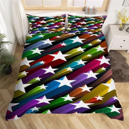 Funda Nordica Cama 90 Infantil Estrella Blanca 3D Ropa de Cama 150x200 Funda N&oacute;rdica 3 Piezas Tema...
