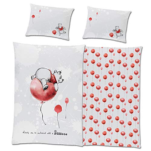 Disney Winnie The Pooh - Juego de cama para beb&eacute; (100 x 135 cm + 40 x 60 cm, 100% algod&oacute;n, lin&oacute;n...