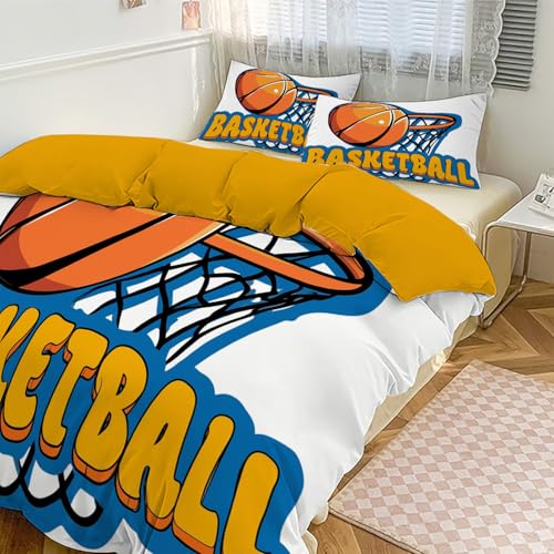 Funda N&oacute;rdica Cama 95/135/150, Juego De Cama 200X200Cm con Baloncesto De Dibujos Animados Letras...