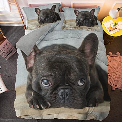 Fundas Nordicas 105 Bulldog Franc&eacute;S Negro Ropa de Cama para Ni&ntilde;os Adultos con Cremallera Suave...