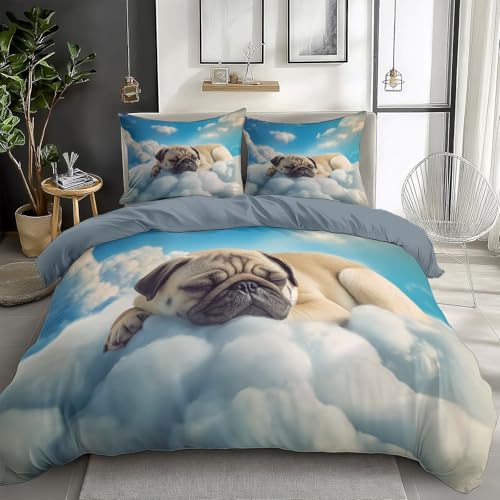 Juego de Funda n&oacute;rdica Infantil 135 x 200 cm Carlino Juego de Cama 2 Piezas, Suave y c&oacute;modo Nubes...