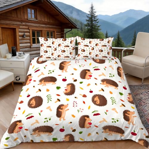 Funda Nordica Cama 90 Erizo 3D Fundas Nordicas Animales Bonitos 3pcs Ropa de Cama Microfibra Suave...
