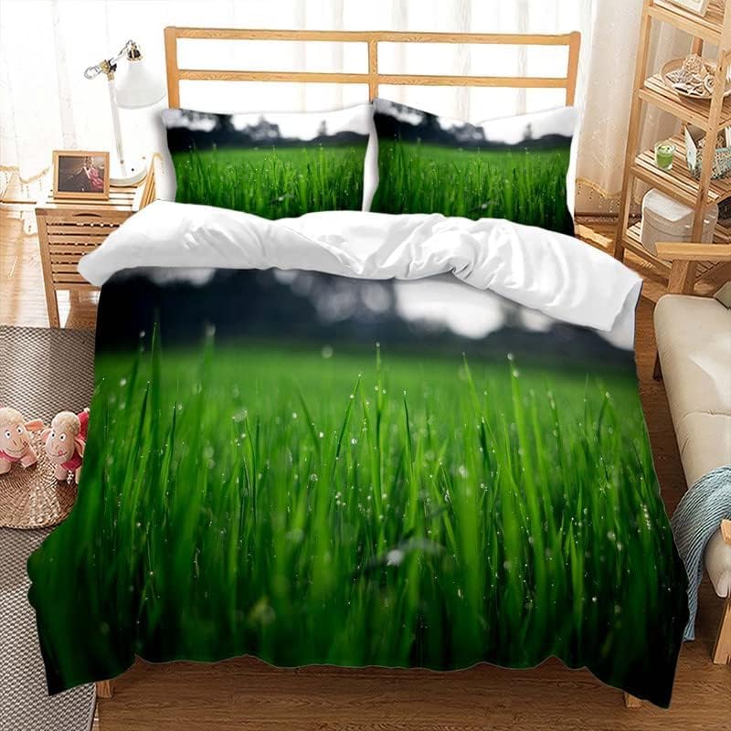 Funda Nordica Cama 105 Roc&iacute;o de Hierba Impresi&oacute;n 3D Ropa de Cama Plantas Naturales Suave...