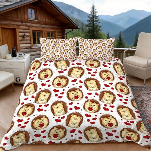 Funda Nordica Cama 105 Erizo 3D Fundas Nordicas Erizo Animal de Dibujos Animados 3pcs Ropa de Cama...