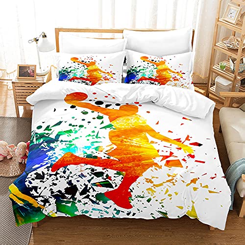 SANGOGO Juego De Funda N&oacute;rdica 200x200cm Impresi&oacute;n 3D Jugador De Baloncesto Juego de 3 Piezas de...