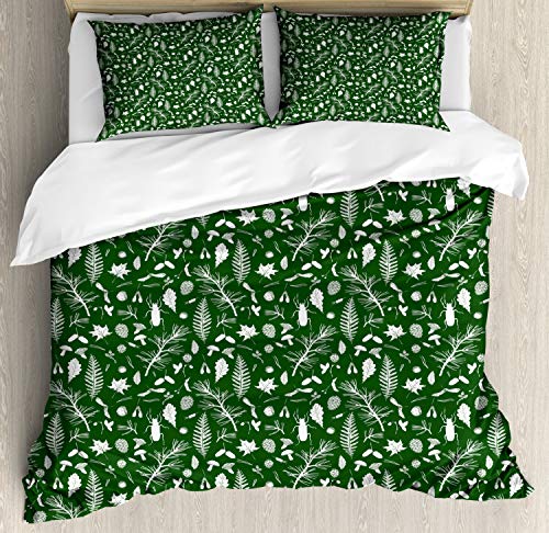 ABAKUHAUS amaderado Funda N&oacute;rdica, Ramitas de Las Hojas de los Beatles, Estampado Lavable 3 Piezas...