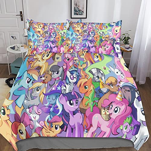 Zeyevan My Little Pony Juego De Funda N&oacute;rdica De Funda De Edred&oacute;n De Microfibra Funda De Edred&oacute;n...