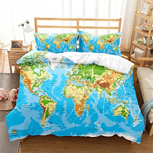 Mapa del Mundo Juego De Cama Funda De Edred&oacute;n Funda N&oacute;rdica Cama 90/105/135/150 Gamer Juvenil...