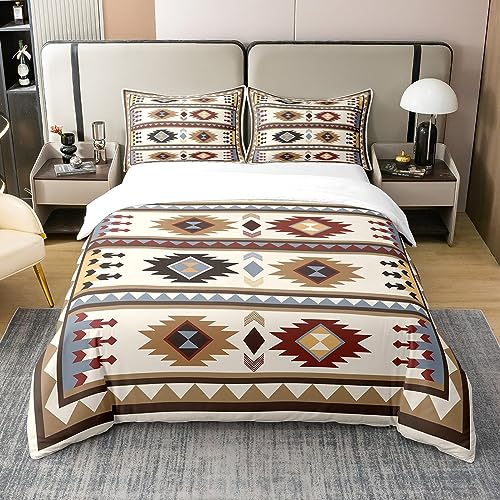 Western Boho - Funda n&oacute;rdica 100% algod&oacute;n 135 x 200, juego de ropa de cama azteca, funda de...