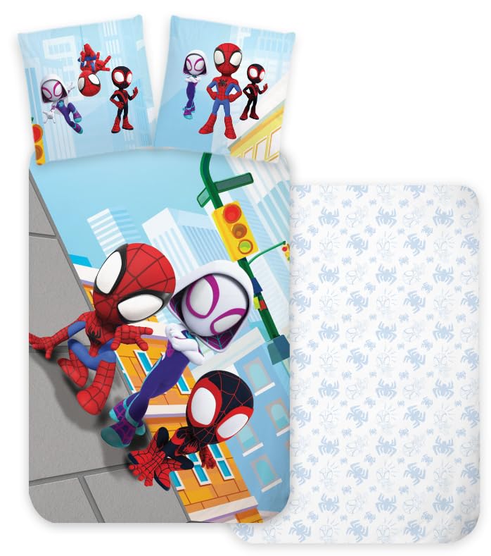 Juego de ropa de cama infantil Spiderman Spidey Light | Funda de edred&oacute;n 140 x 200 y funda de...