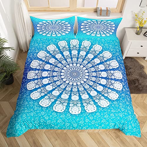 Juego de Funda de edred&oacute;n Boho para Cama King,3 Piezas de Yoga Indio,Funda de edred&oacute;n de Mandala...